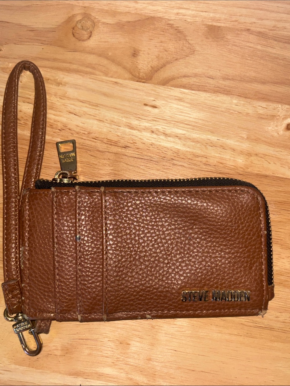 Steve Madden Brown Pebbled Leather Wristlet Wallet